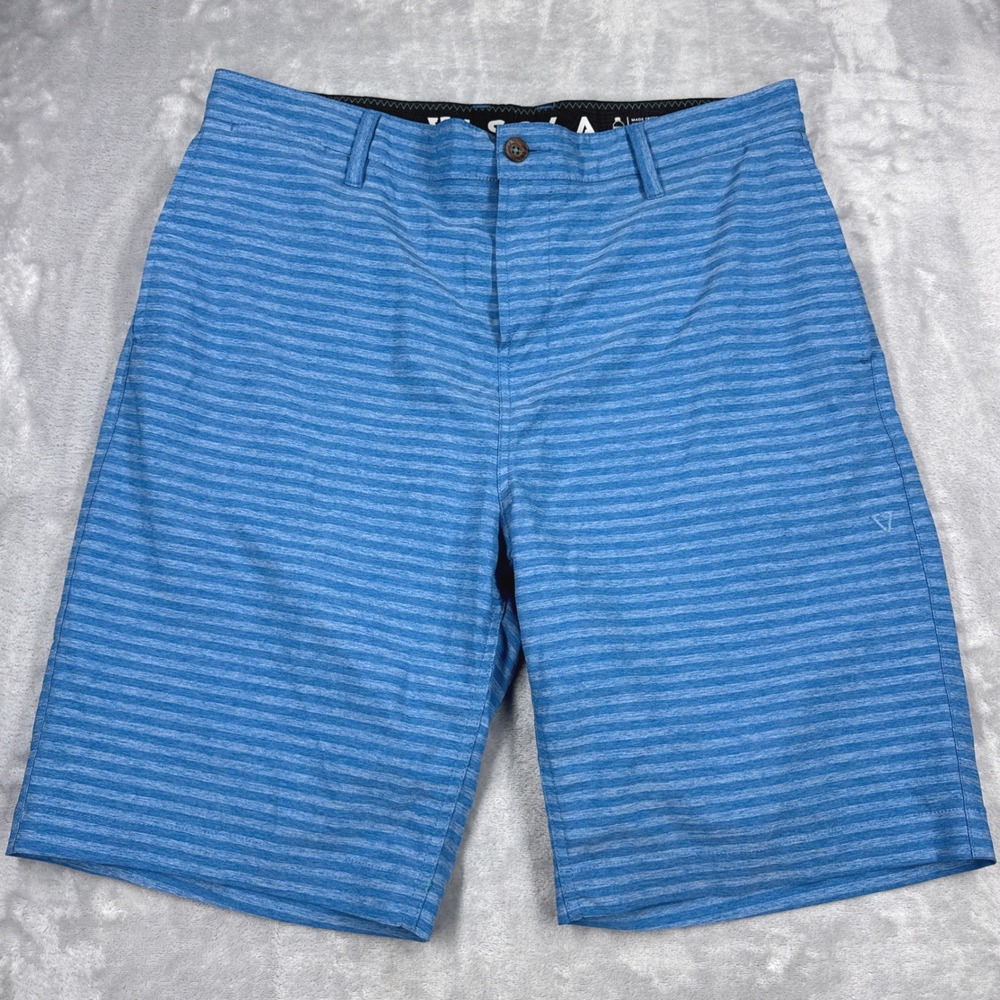 VISSLA Fin Rope 20" Hybrid Walkshort Men 34 Blue Stripe Board Short M2096RIP